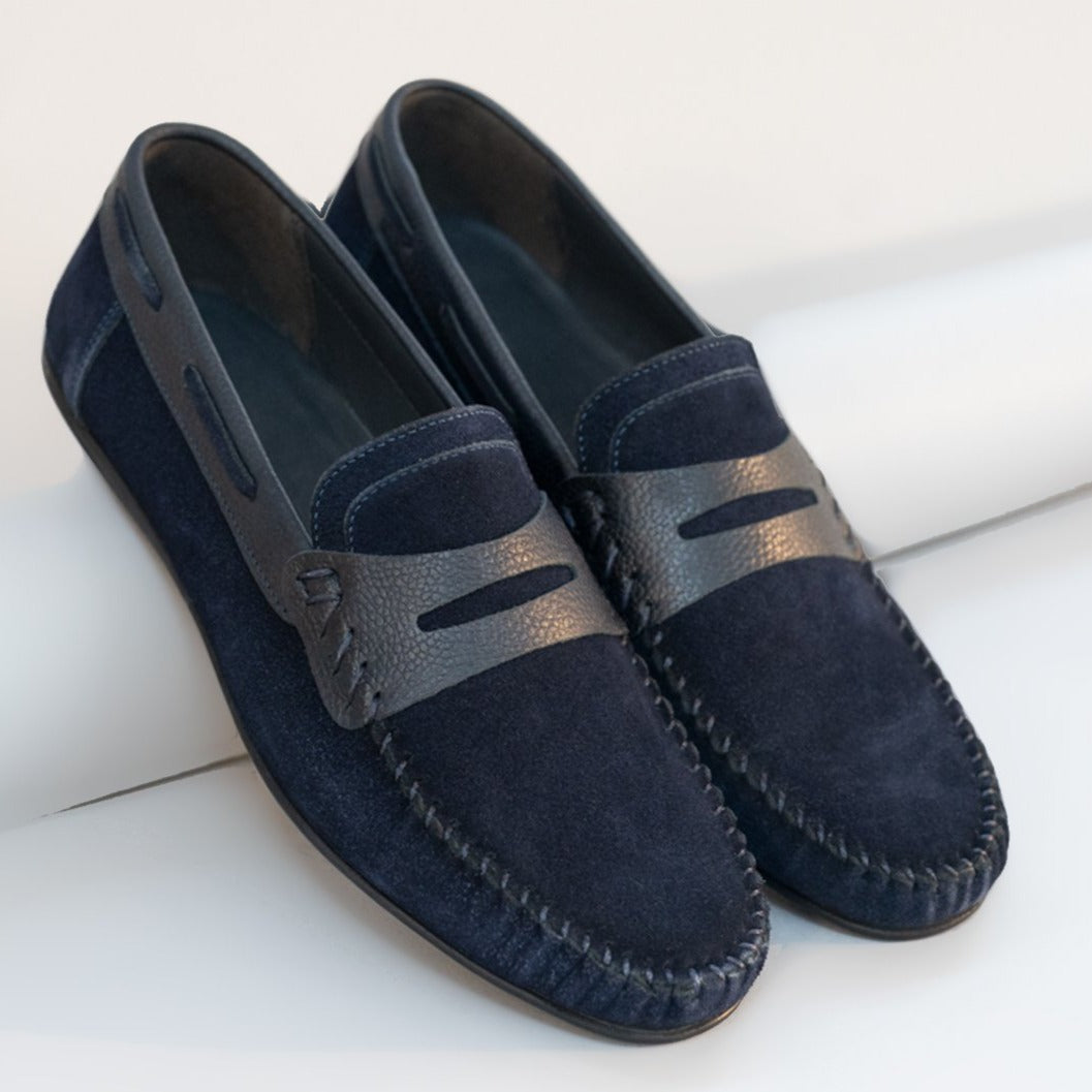 erkek loafer lacivert yazlık duco london nubuk